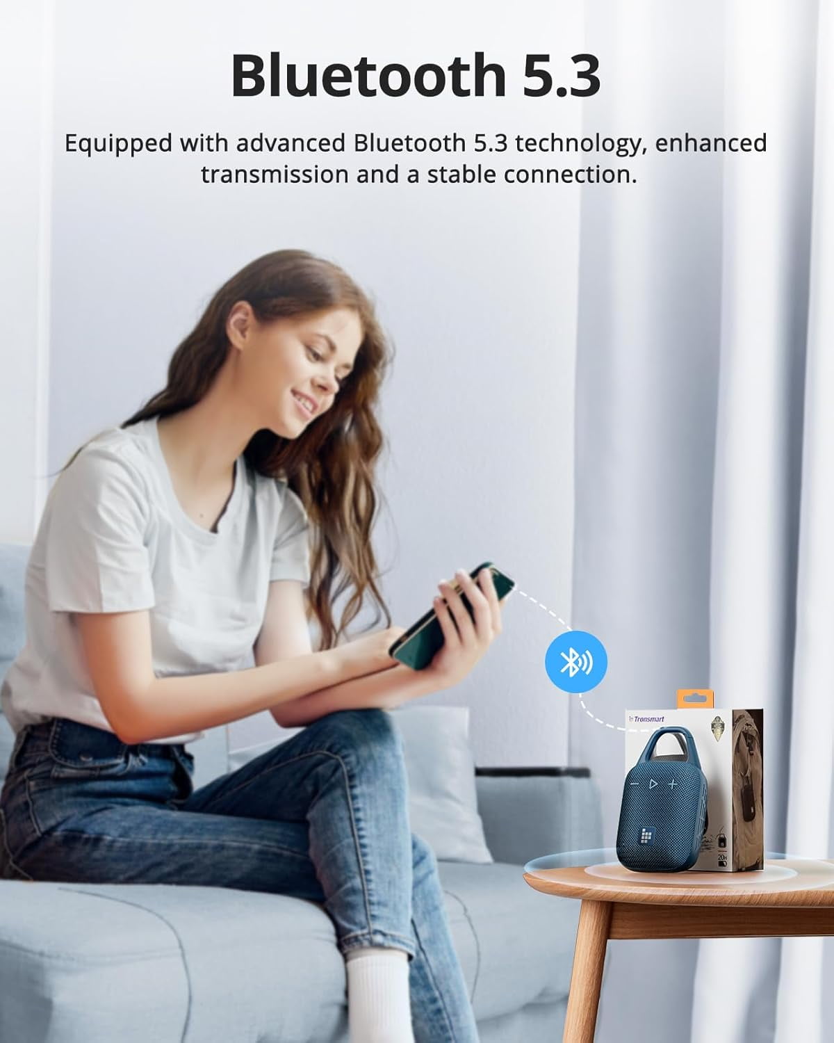 Tronsmart Mirtune H1 Portable Bluetooth Speaker, Big Audio and Punchy Bass, Integrated Carabiner, IPX7 Waterproof, 20H Playtime - Black
