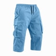 thumbnail image 4 of Zimjoy Men's Cargo Shorts Relaxed Fit Elastic Waist Stretch Lightweight Below The Knee Bermuda Casual Outdoor Hiking Shorts with 4 Pockets Sky Blue 2XL, 4 of 7