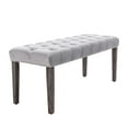 thumbnail image 4 of GZXS 45.28" Velvet Upholstered Bench with Rubberwood Legs, Soft Button-Tufted Padded Seat, for Entryway/Bedroom/Dining Room, Supports up to 330 lbs (Light Gray), 4 of 9