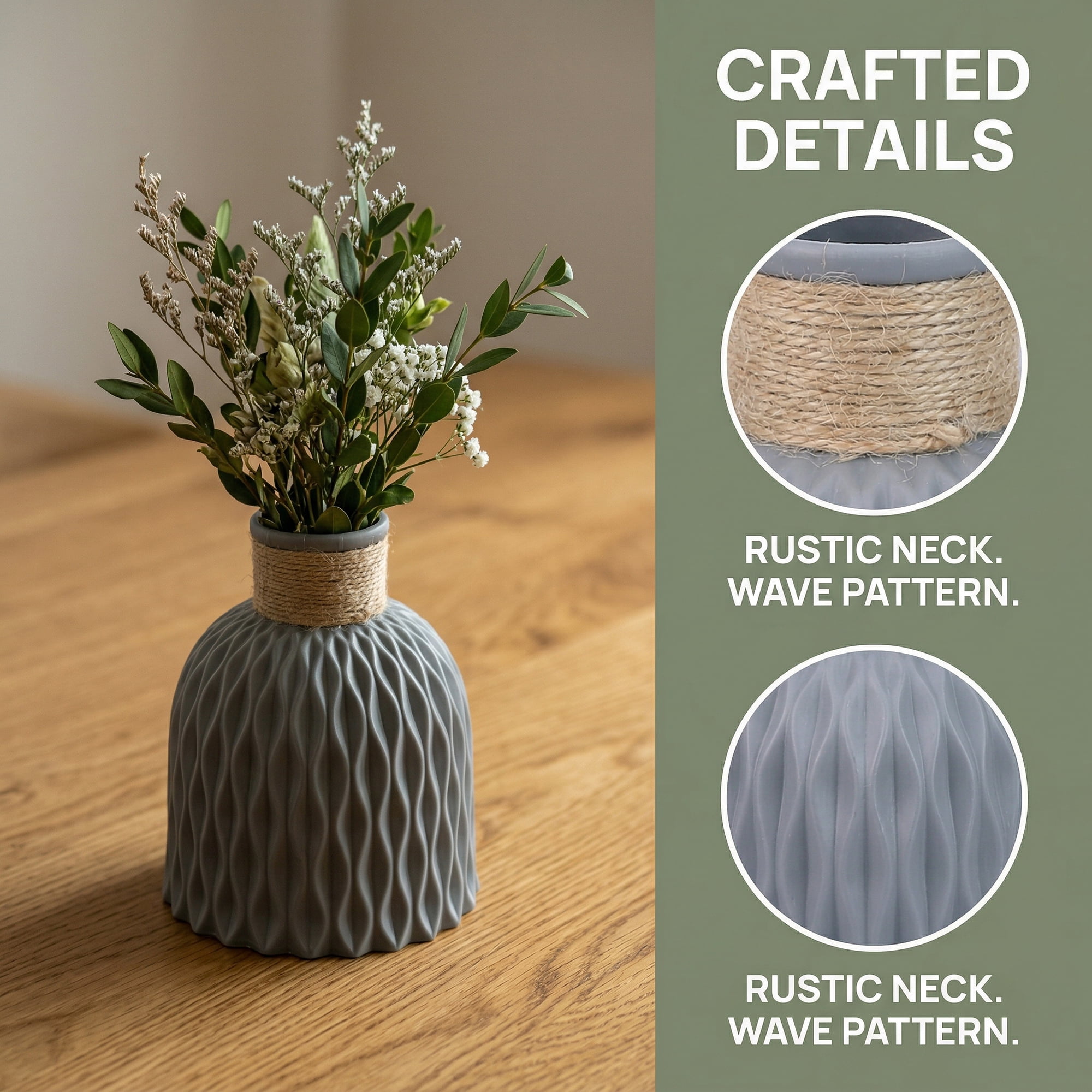 Unique Bargains Geometric Plastic Tall Decorative Bud Vase Grey 4.7" x 4.7" x 5.7"