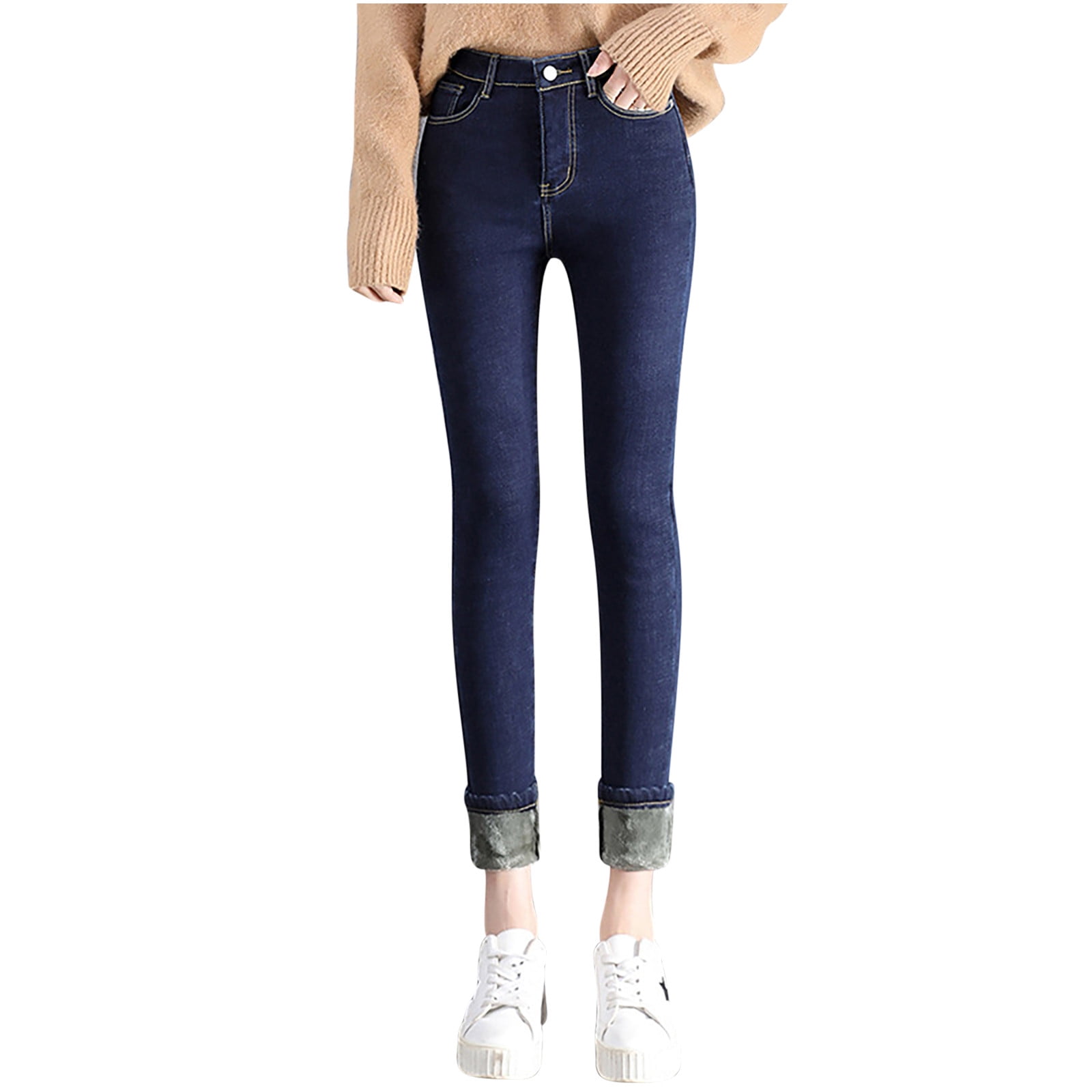 hævn aktivitet plasticitet Guieoi Skinny Jeans Wide Leg Jeans for Women High Waist Fashion Women Plus  Size Plus Velvet Elastic High Waist Casual Jeans Pencil Pants - Walmart.com
