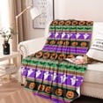 thumbnail image 2 of Halloween Striped Icons Pattern Round Blanket,Comfortable Soft Flannel Throw Blanket,All Season,Warm Lightweight Blankets for Sofa Bed Couch Living Room Chair 47"x47", 2 of 5