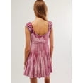 thumbnail image 3 of Pudcoco Robe d'Été en Velours Sans Manches pour Femme, Couleur Unie, Encolure Cœur, Mini Plissée, Robe Trapèze, 3 of 6