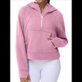 thumbnail image 1 of Sudadera con Capucha para Mujer, de Larga, Corta, con Media Cremallera y Bolsillos con Orificio para el Pulgar. Rosa M, 1 of 6