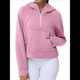thumbnail image 1 of Sudadera con Capucha para Mujer, de Larga, Corta, con Media Cremallera y Bolsillos con Orificio para el Pulgar. Rosa XXL, 1 of 6