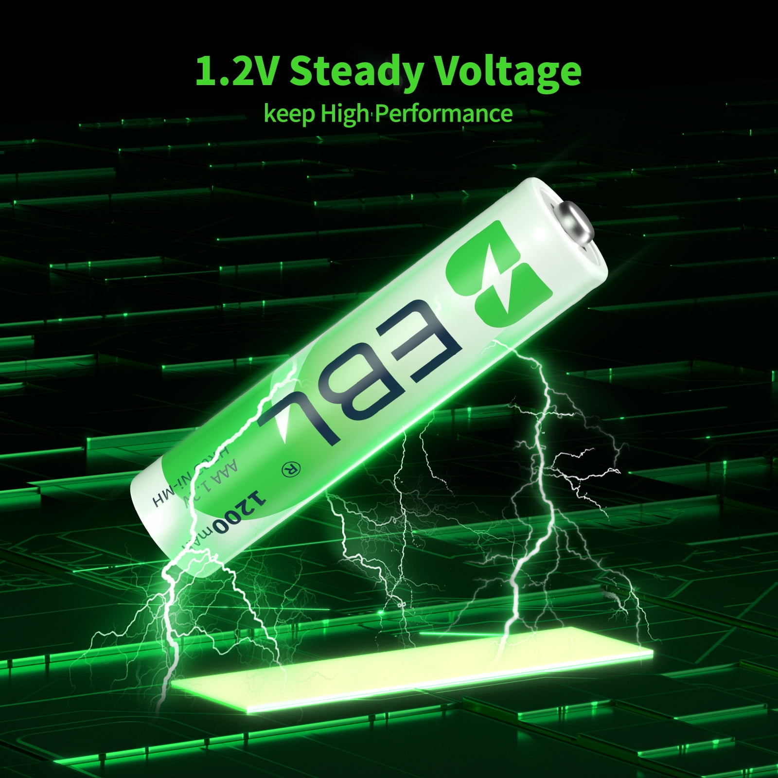 EBL 1200mAh AAA Rechargeable Batteries 1.2V Ni-MH High-Capacity Batteries 8 Pack