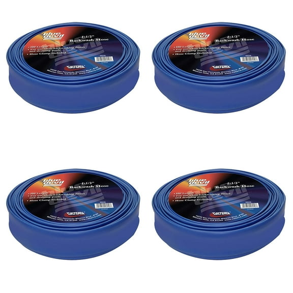 Blue Devil Backwash Hose 1-1/2" X 100' with Clamp (22 mil hose) 4 Pack for Pool