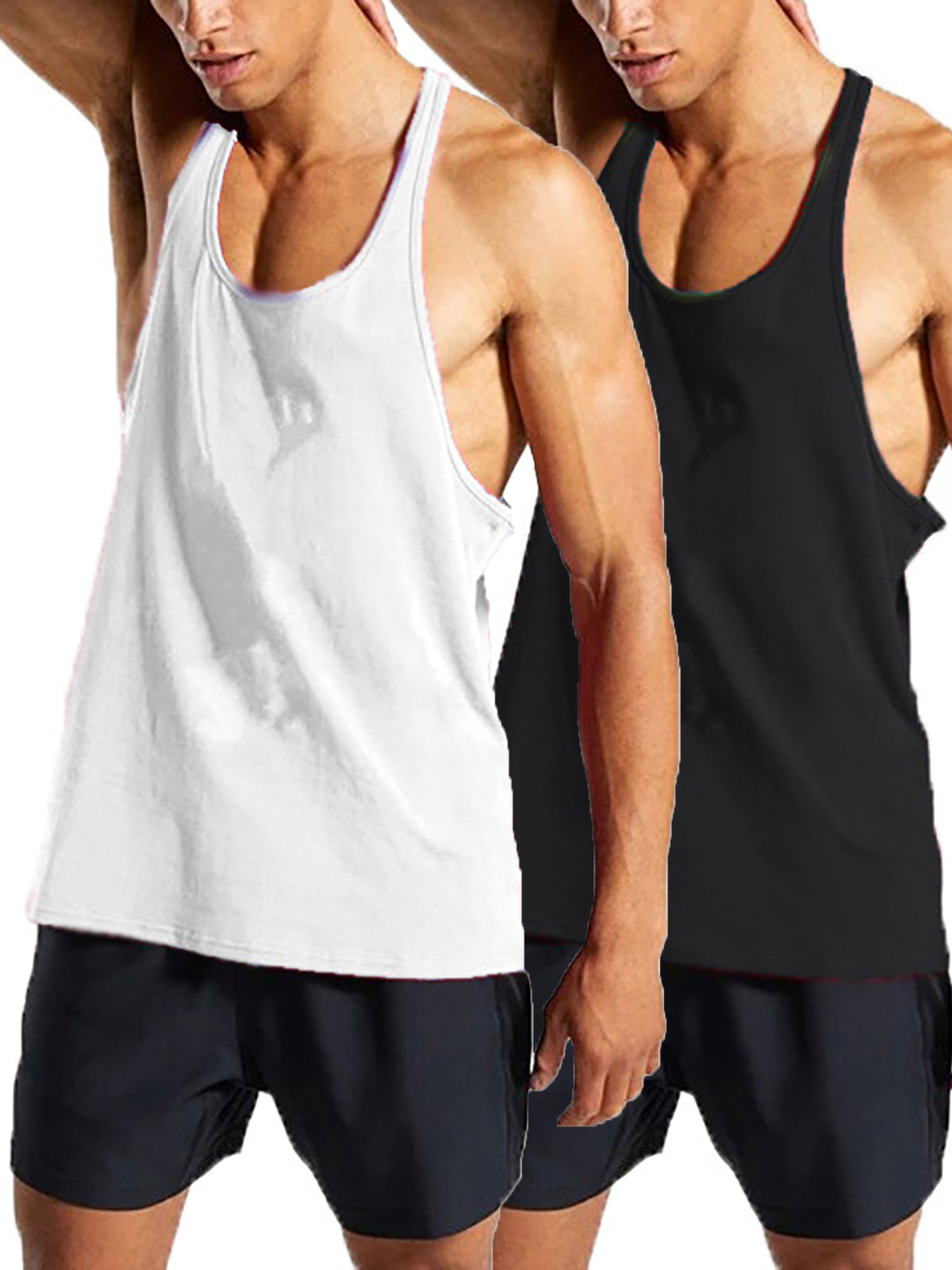 Mens Cotton Workout Tank Tops Dry Fit Gym Bodybuilding Training Fitness Sleeveless Muscle T Shirts
