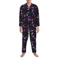 thumbnail image 3 of Fotbe Colorful Guitar Pijama de Hombre con Estampado de Manga Larga, Conjunto de 2 Piezas, Ropa de Dormir Suave y Cómoda con Bolsillos-Small, 3 of 7
