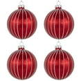 thumbnail image 5 of Northlight Shiny Glitter Striped Glass Ball Christmas Ornaments - 3"  (80mm) - 4ct - Red and White, 5 of 6