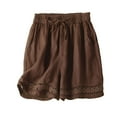 thumbnail image 2 of IDALL Athletic Shorts for Women Linen Shorts Womens Shorts Casual Elastic Waisted 2025 Cotton Shorts For Women Trendy Comfy Summer Shorts With Pockets Summer Shorts Lounge Shorts Women Brown 2XL, 2 of 8