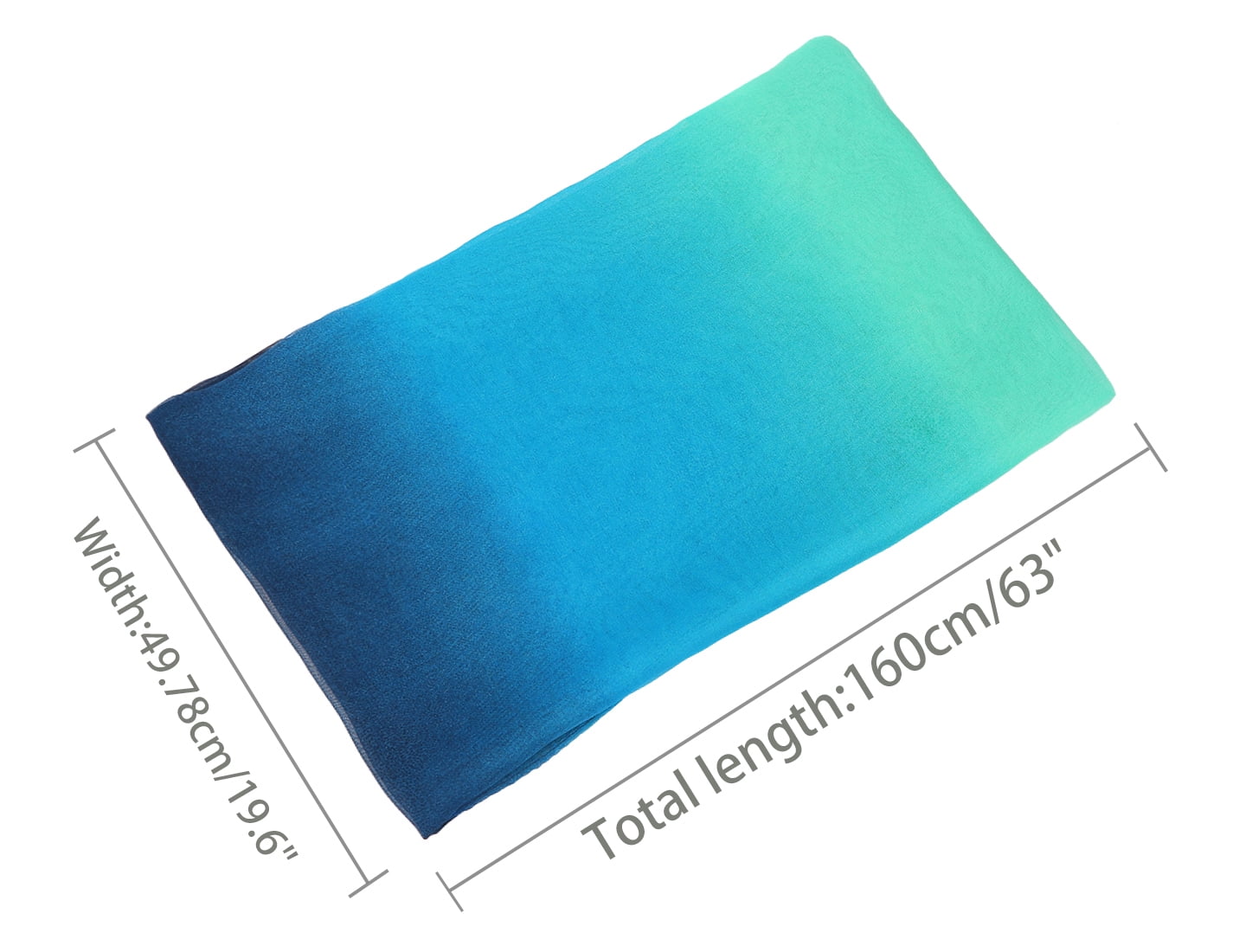 Unique Bargains Long Chiffon Lightweight Scarf Gradient Color Scarves Spring Summer for Women Blue Green / Orange 63"x19.6"