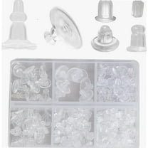 290pcs Silicon Earring Backs for Studs, Full Cover Earring Backs, 6 Styles Clear Hypoallergenic Rubber Earrings Safety Back Stopper Replacement Kit (Mixed Styles)
