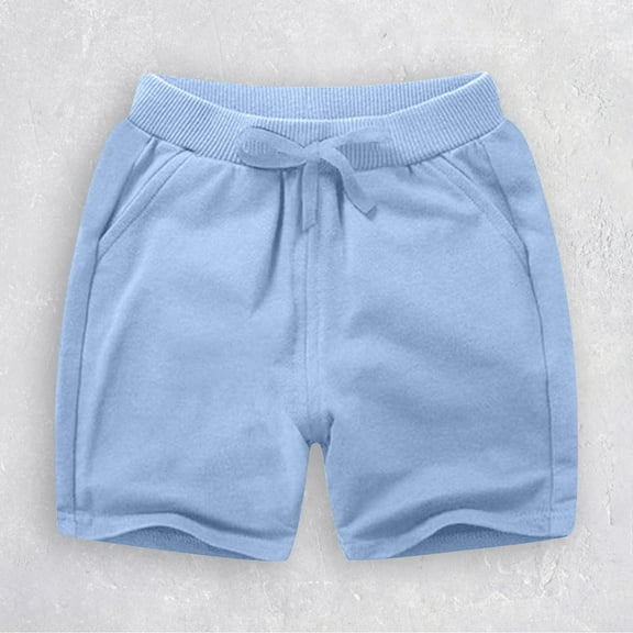 CPNG Toddler Baby Boys Cotton Comfort Soft Elastic Waist Shorts Summer Solid Cotton Short for Kids Girls Sport Jogger Shorts Casual Pants (5-6 Years, Light Blue)