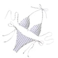 thumbnail image 2 of Polka Dot Bikini Set, Triangle Halter Top with Tie Side Bottom, Two Piece Swimsuit White M, 2 of 6