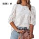 thumbnail image 2 of Top suelto de gasa con mangas de burbuja Camisa con textura floral （blanco）, 2 of 6