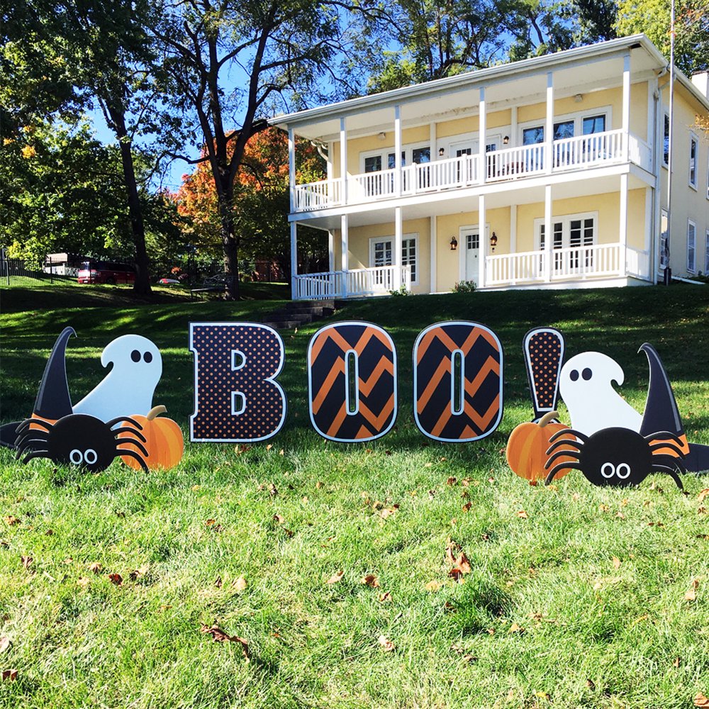 Chevron Boo Halloween Yard Decorations 12pcs Includes Stakes, 12858