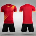 thumbnail image 4 of RKSTN Soccer Maillot Enfants Manches Courtes Col Rond Chandail de Soccer avec Shorts Ensemble Uniforme d'Entraînement 2 Pcs Ensemble de Maillot de Soccer (Rouge, M) Unisexe, 4 of 6