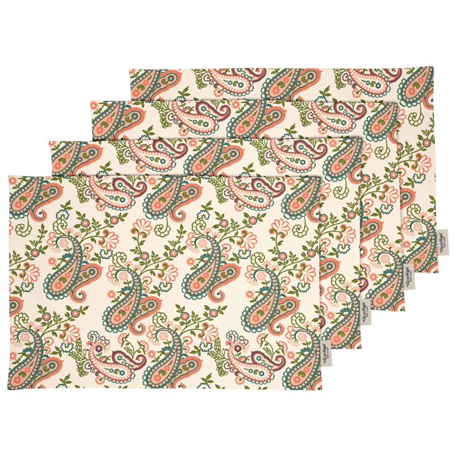 Vargottam Placemats- Placemat For Dining Table, Set Of 4- Printed & Reversible CottonNapkin-IndoorPlacematsFor Home & Kitchen Dining Table- Asian Paisley (Multicolor)