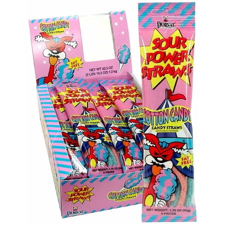 Sour Power Cotton Candy Straws  (Pack of 24)