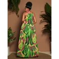 thumbnail image 2 of Plus Size Womens Multicolor Abstract Print Spaghetti Strap A-Line Maxi Dress For Vacation Resort Summer Wear, 2 of 8