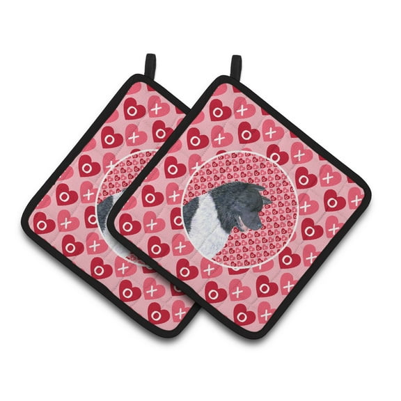 Caroline's Treasures Akita Hearts Love and Valentine's Day Portrait Pair of Pot Holders