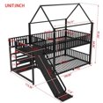 thumbnail image 5 of Full Metal House Bunk Bed with Storage Stairs, Slide, Safety Rails, Black, 5 of 27