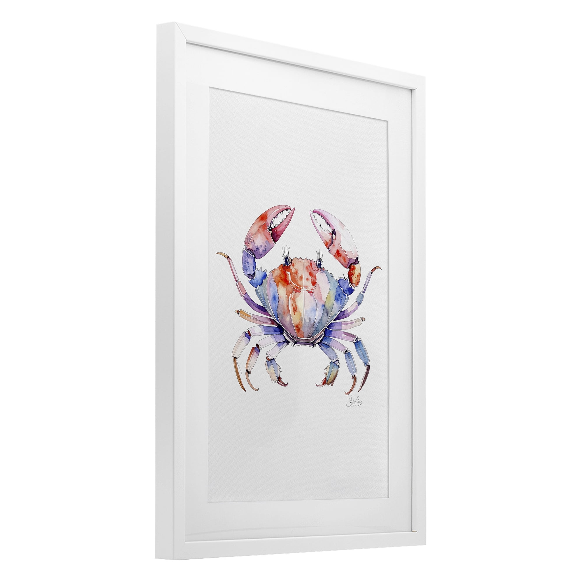 Stupell Industries Tide Dancer Crab White Framed Print Under Glass, design by Shelly Craig