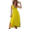 thumbnail image 2 of Christmas Hats on Yellow Dress Summer Street Style Bohemia Long Dresses Female Sleeveless Printed Maxi Dress, 2 of 9