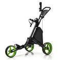 thumbnail image 2 of Spaco Folding 3 Wheels Golf Push Cart with Bag Scoreboard Adjustable Handle-Green, Golf Stand Bag for Men & Women,Multiple Pockets, Lightweight & Durable, 2 of 8
