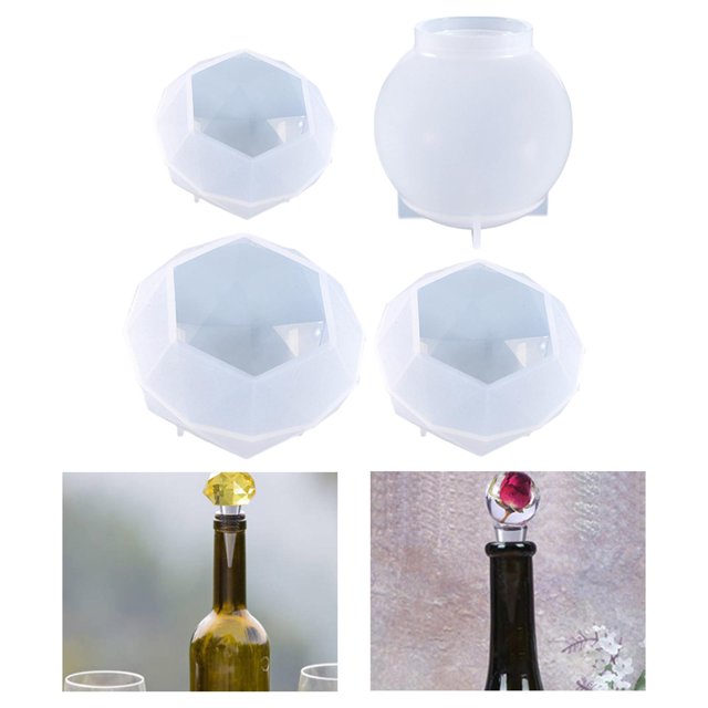 Moldes de resina para tapones de vino, moldes de silicona para tapones de vino, moldes de fundición de epoxi de cristal, fabricación de moldes de sili 4 piezas Soledad Molde de tapón de botella de vino
