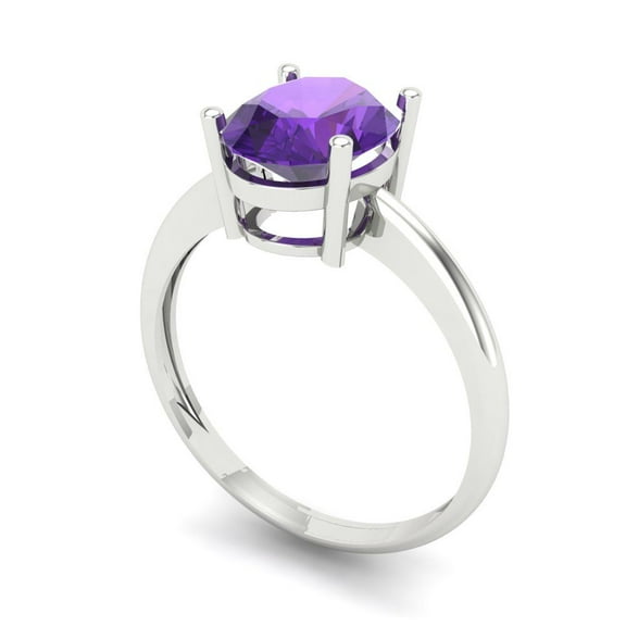 2 ct Oval Cut Natural Amethyst Solitaire Engagement Ring for Women in 18K White Gold