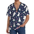 thumbnail image 3 of Xecao offers the Rabbit And Flower for Men's Casual Short-sleeved Shirt, a button-up collared shirt with a pocket, perfect for beach vacations and yacht travel in the XX-Large size., 3 of 7