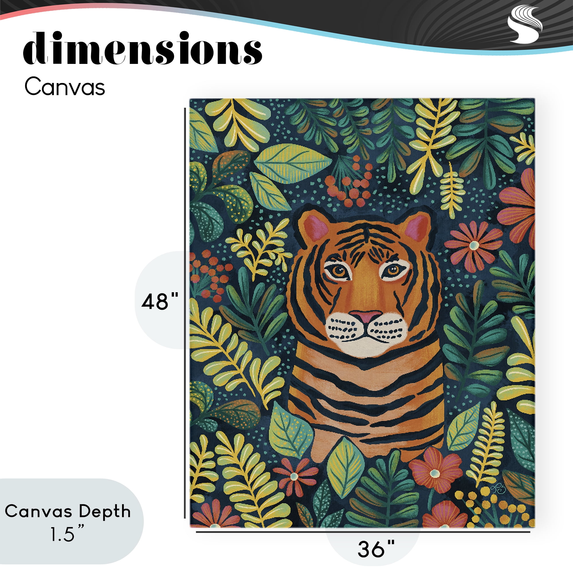 Stupell Industries Exotic Leaf Pattern Tiger Canvas Wall Art, design by Lisa R Dumm
