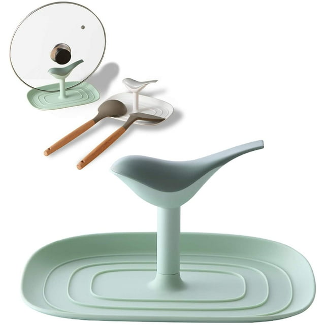 Reposacucharas y soporte para tapa de olla, almohadilla de goteo para múltiples utensilios, soporte de tapa de olla para cucharas, tapas, espátula, pinzas Xemadio WMZL-751-2