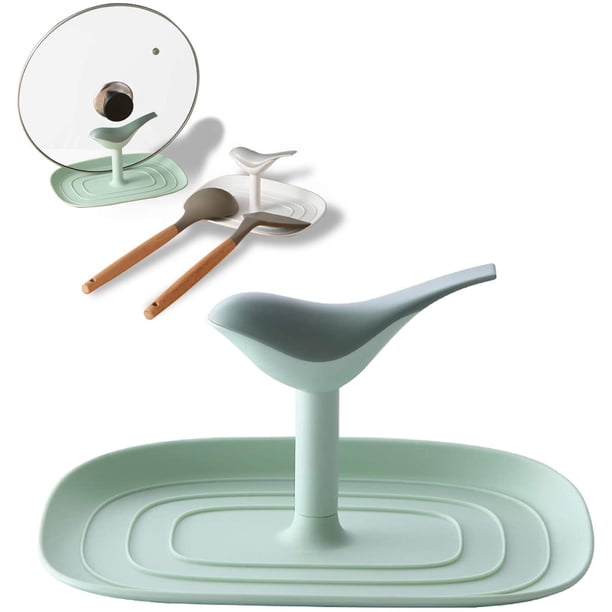 Reposacucharas y soporte para tapa de olla, almohadilla de goteo para múltiples utensilios, soporte de tapa de olla para cucharas, tapas, espátula, pinzas Adepaton WMZL-751-2