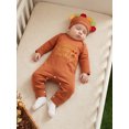 thumbnail image 5 of Cjfdfy Newborn Baby Boy Girl Thanksgiving Outfits Long Sleeve Turkey Embroidery Jumpsuit With Hat My First Thanksgiving Little Turkey Fall Outfit 0-6 Months, 5 of 9