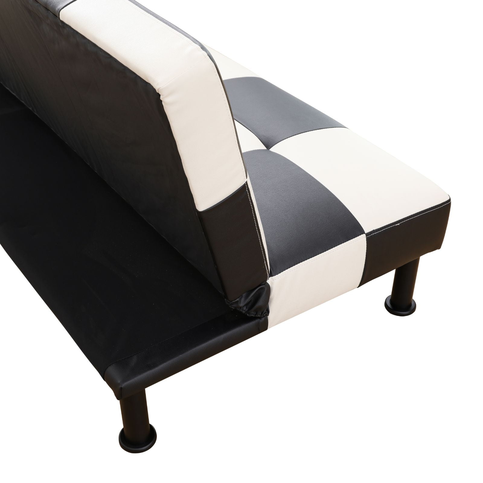 Convertible Futon Sofa Bed Leather Loveseat Adjustable Sleeper Sofa Couch for Living Room Small Apartment,White