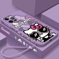thumbnail image 1 of Sanrio Hello Kitty Cartoon Liquid Left Rope For Apple iPhone 15 14 13 12 11 XS XR X 8 7 SE Pro Ultra Max Plus Mini Phone Case LXY, 1 of 7