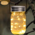 thumbnail image 2 of Solpex Hanging Solar Mason Jar Lights, 6 Pack 30 Led String Fairy lights Solar Lanterns Table Lights, 6 Hangers and Jars included. Great Outdoor Lawn Decor for Patio Garden, Yard and Christmas Decor, 2 of 8