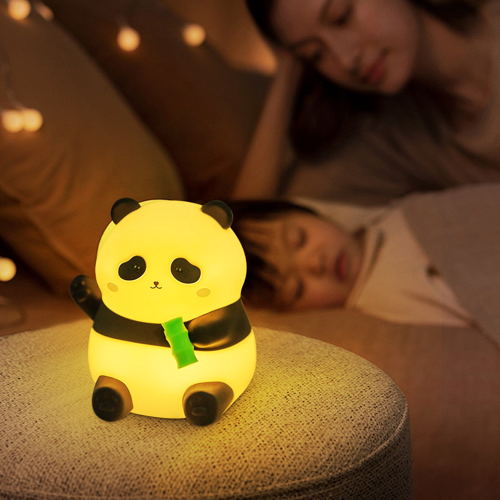 Cute Panda Night Light Silicone Rechargeable Baby Nursery Lamp Touch Control Dimmable Soft Light Kids Bedroom Sleeping Night Light Portable Animal Lamp Gift for Boys Girls Toddlers Children