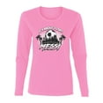 thumbnail image 2 of Wild Bobby It's About To Get Miami Soccer Skyline Sports Women Graphic Long Sleeve Tee, Light Pink, Large, 2 of 5