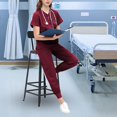 thumbnail image 2 of Runquan Women Uniform Scrub Set Nurse Uniform Durable V Neck Machine Washable Breathable XXL, 2 of 4