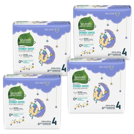 Seventh Generation Free & Clear Overnight Diapers ( Stage 4 - 24 ct. )- 4 Packs