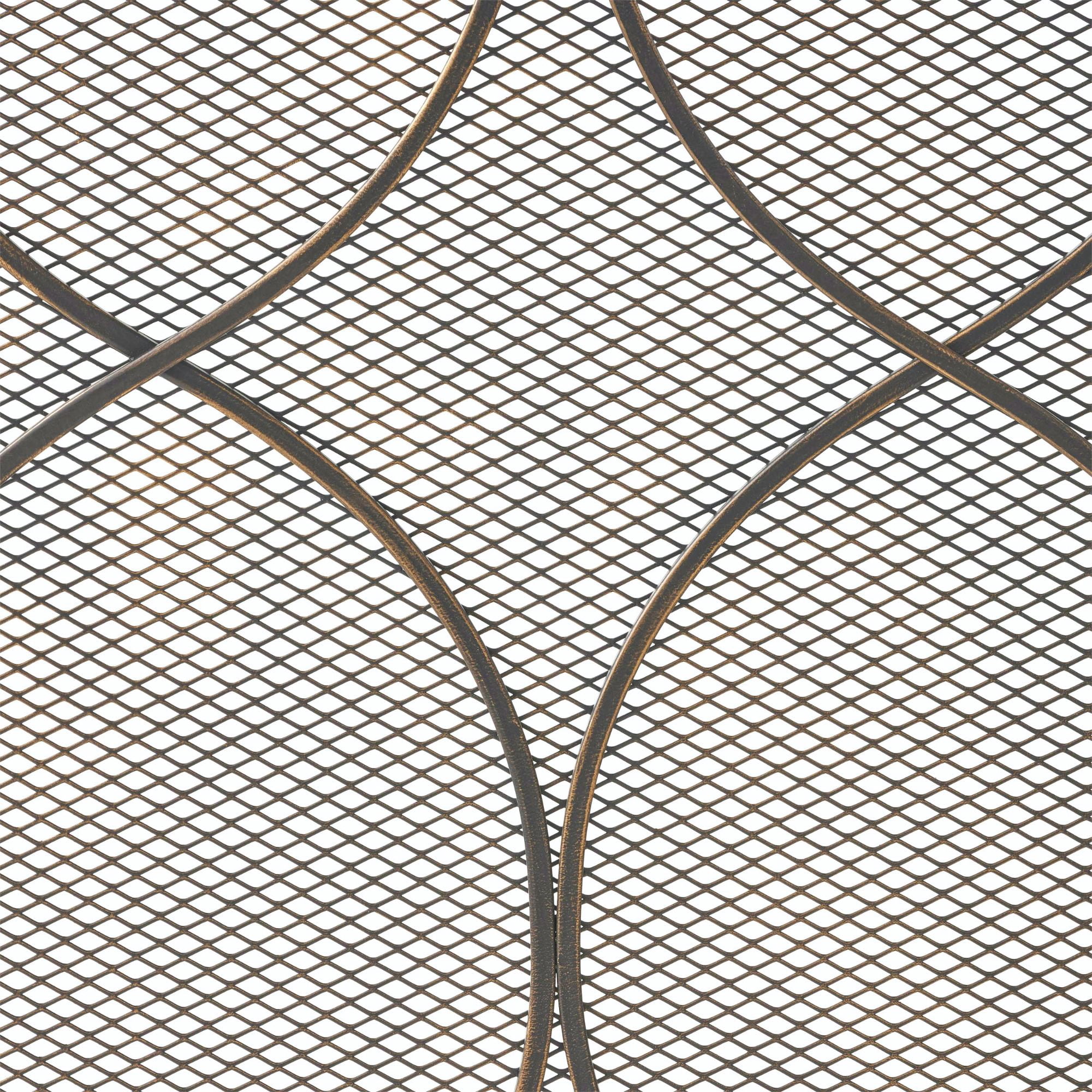 41" Black Contemporary Curved Geometric Accent Three Panel Fireplace Screen