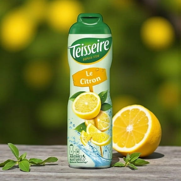 Teisseire French Syrup, Lemon Flavor, 20.3 fl oz (600ml) Bottles – 2 Pack | Imported Concentrated Drink Syrup for Lemonade, Cocktails, Mocktails & Desserts