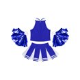 thumbnail image 4 of Aislor Cheer Leader Costumes for Girls Sleeveless Cheerleading Uniform Dress Outfit with Stockings 2 Pom Poms Royal Blue 6, 4 of 7