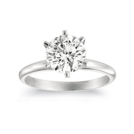 14k Wg Diamond Solitaire - 1 1/4ct Solitaire Natural Diamond Engagement Ring 14K White Gold Round Cut