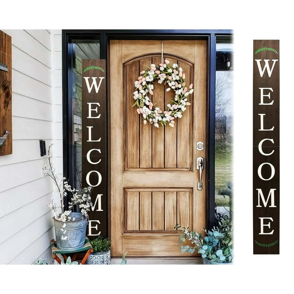 TX USA 72in Outdoor Welcome Sign Brown Front Door Decor Rustic Tall Welcome Sign Front Porch Decor