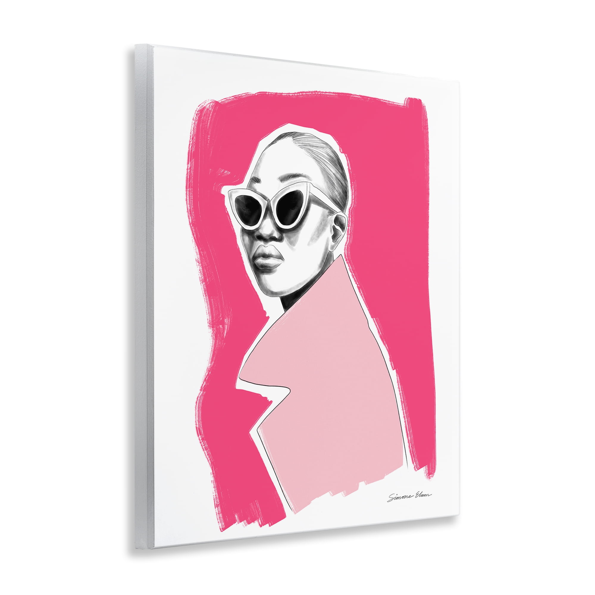 Stupell Industries Pink Attitude Fashion Portrait Wall Plaque Art, design by Simone Elum